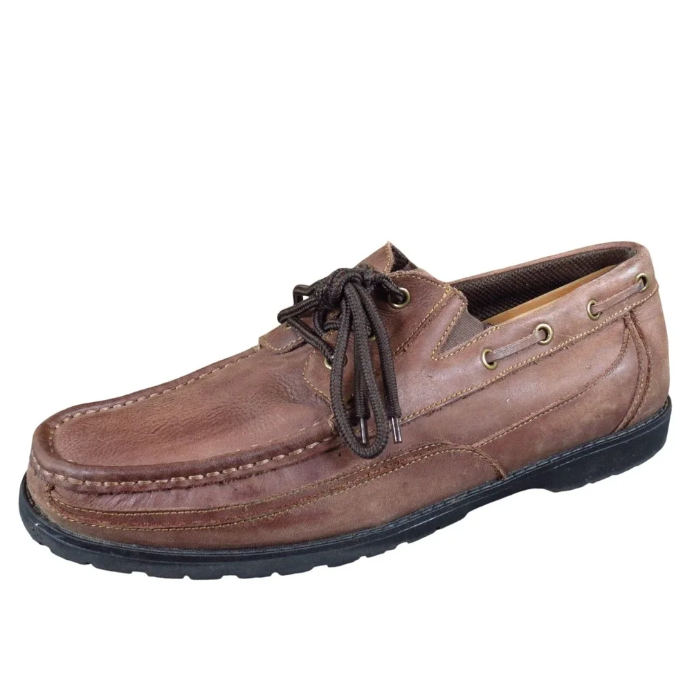 Dr.‎ Scholl's Voyage Men Casual Boat Shoe Size 10 Walking Comfort Brown Leather